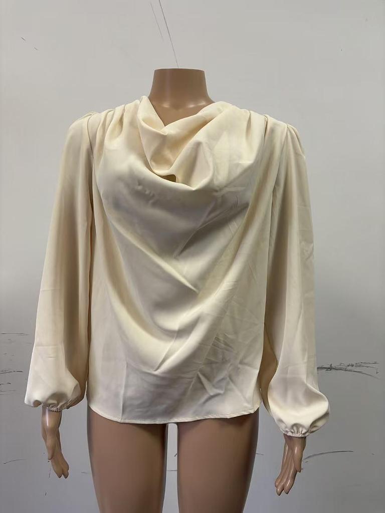 European & American Chiffon Long-Sleeve Loose V-Neck Women's Top