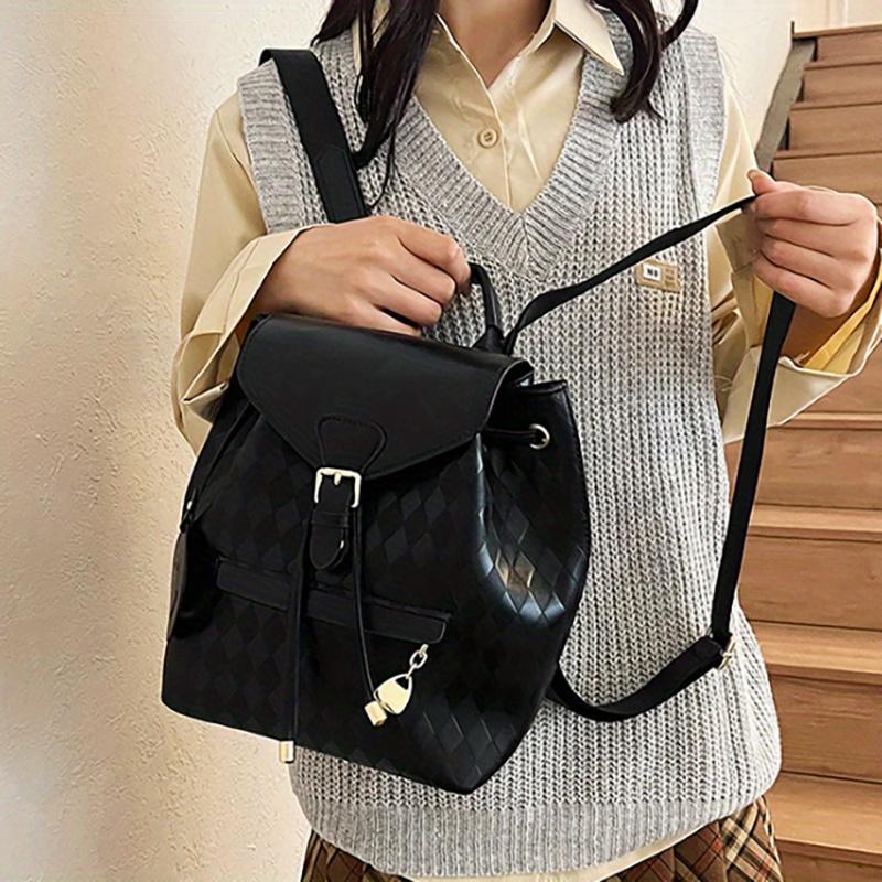Stylish PU Backpack for Women Coffee Brown & Black Color Block Design Adjustable Shoulder Straps Perfect for Work and Everyday Use Travel Backpack
