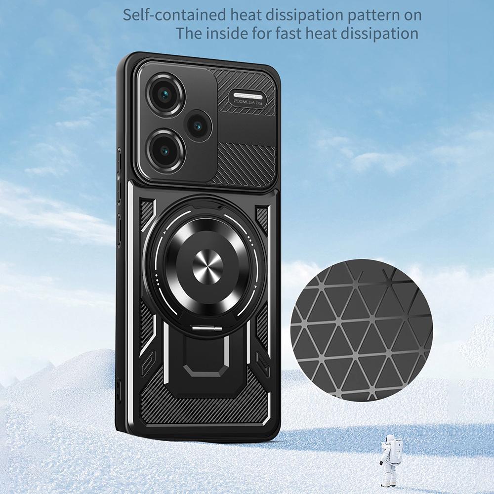 For Xiaomi Redmi Note 13 Pro+ 5G Magnetic Case Rotating Kickstand TPU+PC Phone Cover