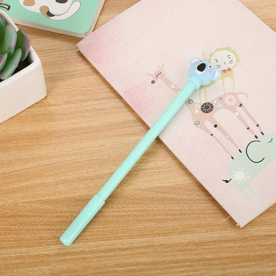 12Pcs 0.5mm Creative Cartoon Koala Gel Pen, Random Style Cute Learning Stationery Silicone Head Water-based Pen Office Signature Pen School Season.