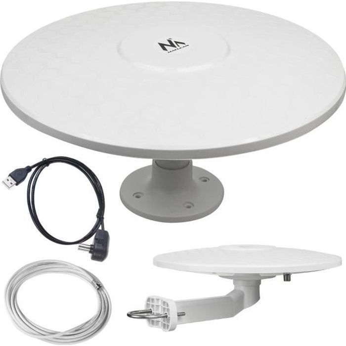 Antenne Multidirectionnelle Active - DVL-T - DVB-T2 - Gain 20-44 dB - 360° - USB/12V