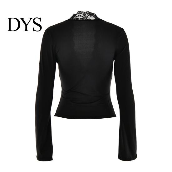 Solid Color Lace Print Blouse Women's Long Sleeve Crop Top Sexy Deep V Neck Slim Fit Bell Sleeves Club Wear Casual Basic Low Cut Going Out Shirt