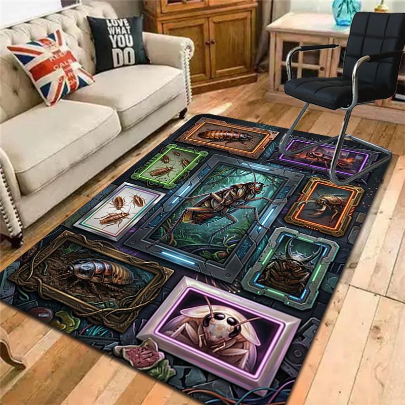 Insect Evolutionary Showcase Pattern Rug Floor Mat for Living Room or Bedroom Soft and Comfortable Carpet a Gift for Birthday and Holiday.