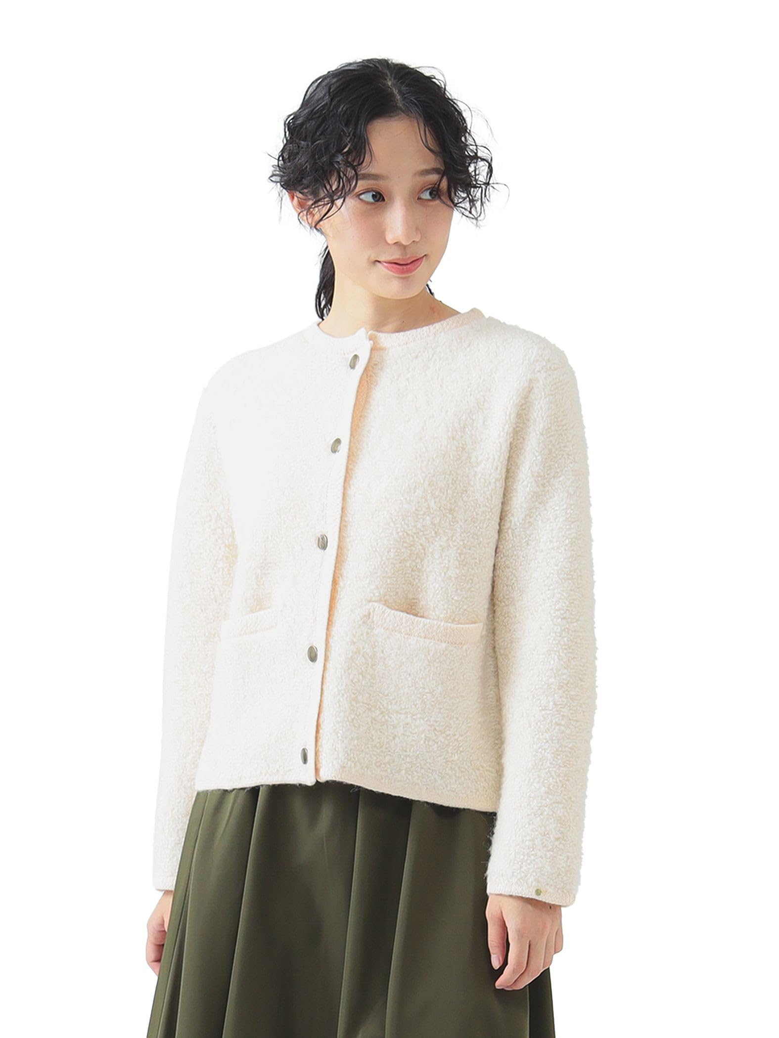 

Life Store by Knit Tweed Cardigan IVORY FREE [Beaming Beams] L/S Womens