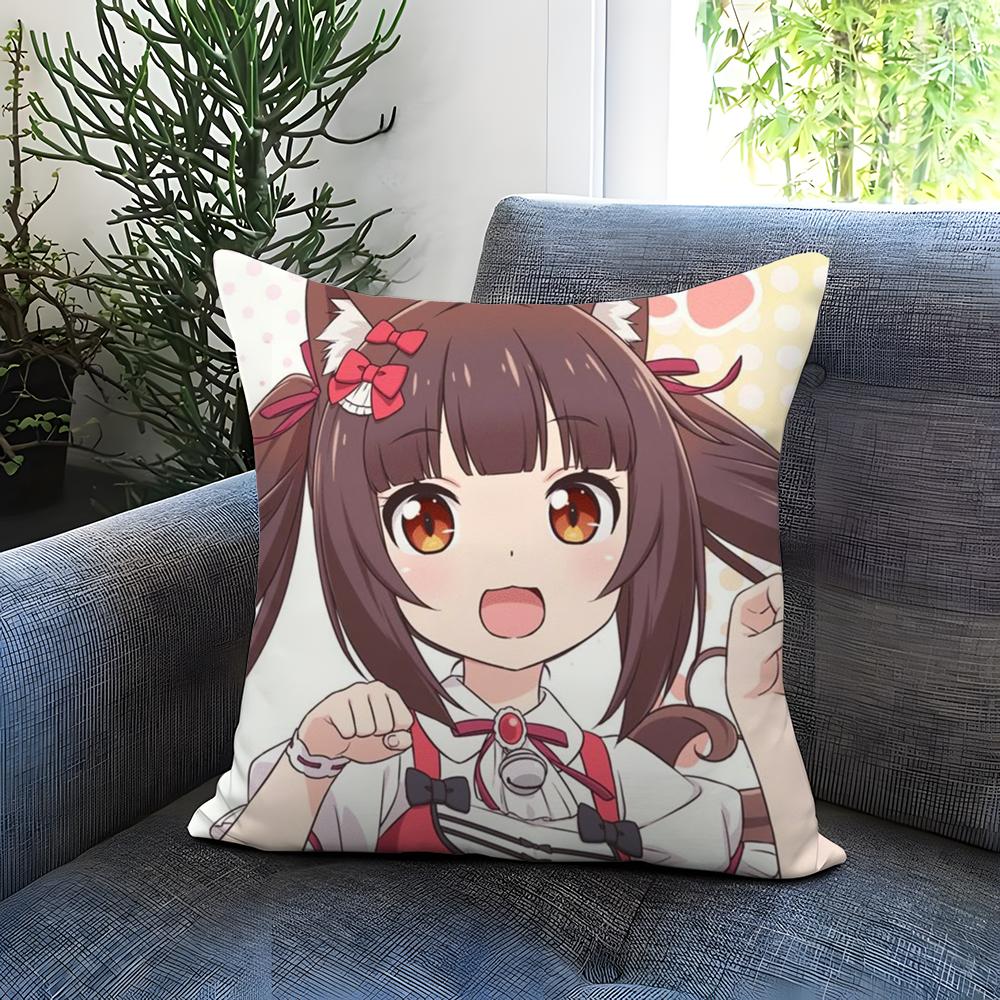 cat girl cute N-NekoparaS Cushion Cover Comfortable Reversible Pillow Cover Ideal for Car Sofa Bedroom & Beyond