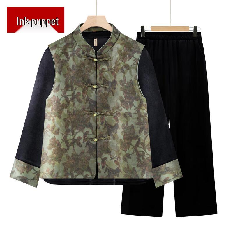 

Elderly Women s New Chinese Style 3-Piece Autumn/Winter Set 4XL