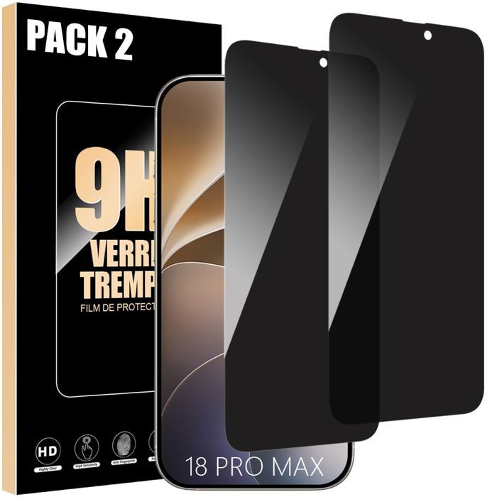 2 Anti-Spy Tempered Glass Protectors for iPhone 18 Pro Max, Rigid Shockproof Scratch-Resistant