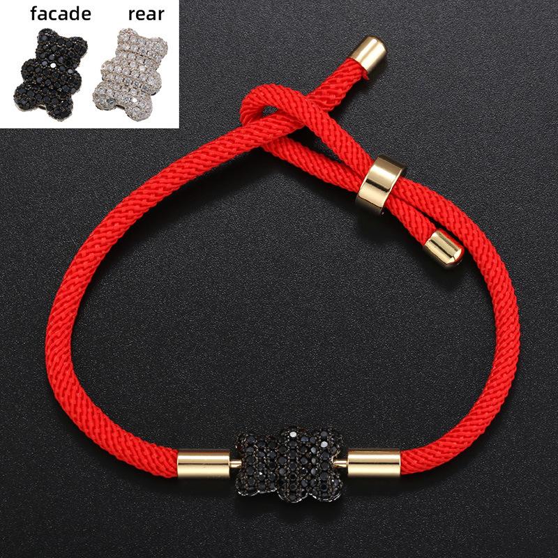 Woven Hand Rope Full Diamond Double-Sided Two-Color Bear Bracelet Color Jewelry Accessories Vl207