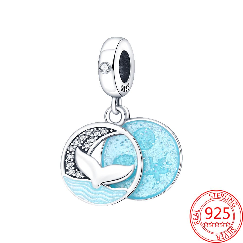 Original Ocean Series Fit 3Mm Bracelet 100% Authentic Copper Turtle Crab Mermaid Charm Beads Diy Jewelry Gift