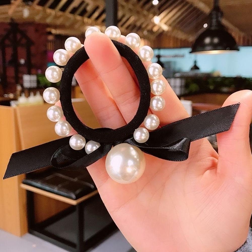 Korean Style Woman Big Pearl Hair Ties Hairband Scrunchies Girls Ponytail Holders Rubber Band Hair Accessories  New Fashion