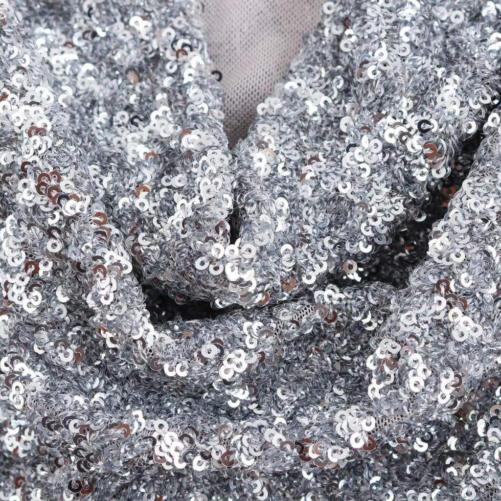 Slim-Fit Sequin V-Neck Long-Sleeve Retro Jumpsuit for Women