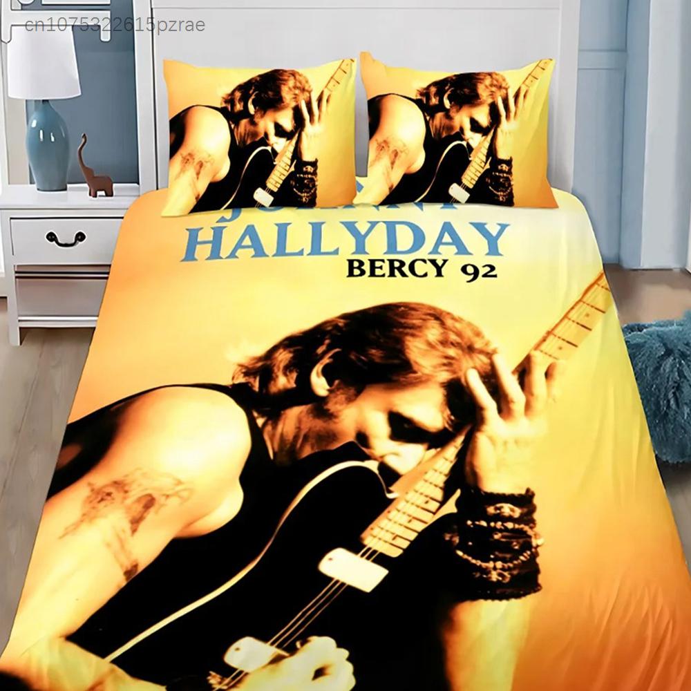 Rock Star Duvet Pillowcase Bedding Set Boy J-Johnny H-Hallyday Girl Bedroom Decoration Children Gift Single Double Large Size