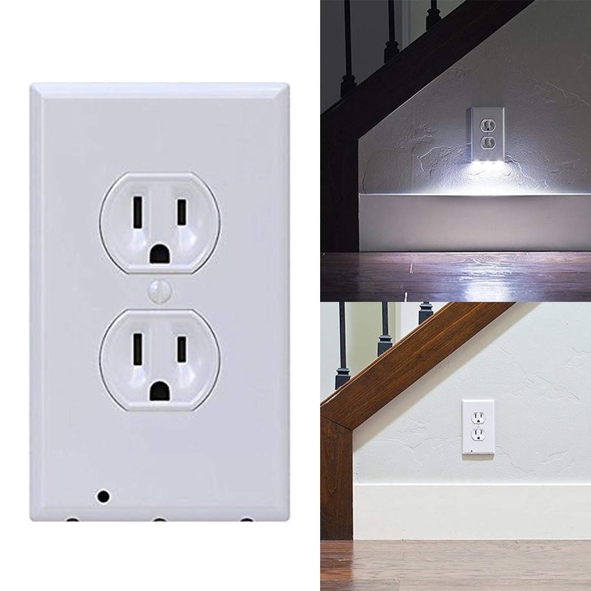 

ABS Duplex Night Angel Light Sensor Світлодіодна кришка розетки Накладка біла