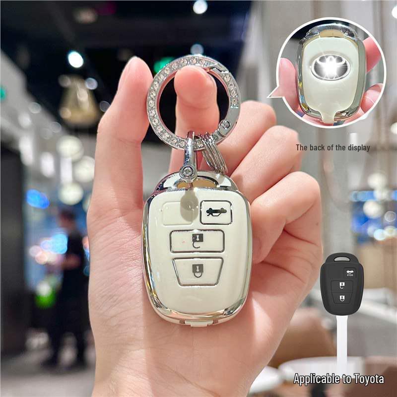 Silver Edge Key Case for Toyota Models: Corolla, RAV4, Camry, Vios, Highlander