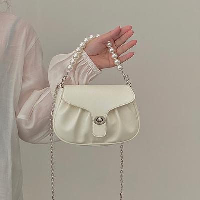 Pearl Chain Bag for Women Niche Design  Pleated Sweet Handbag  Crossbody Bag   Celebrity Dinner Clutch Bag