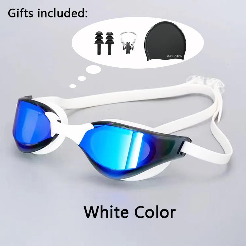 Meslek Yarış Yüzme Gözlüğü Kaplama Su Geçirmez UV Koruması Yarışma Buğu Önleyici Gözlükler Açık Hava Maç Gözlükleri