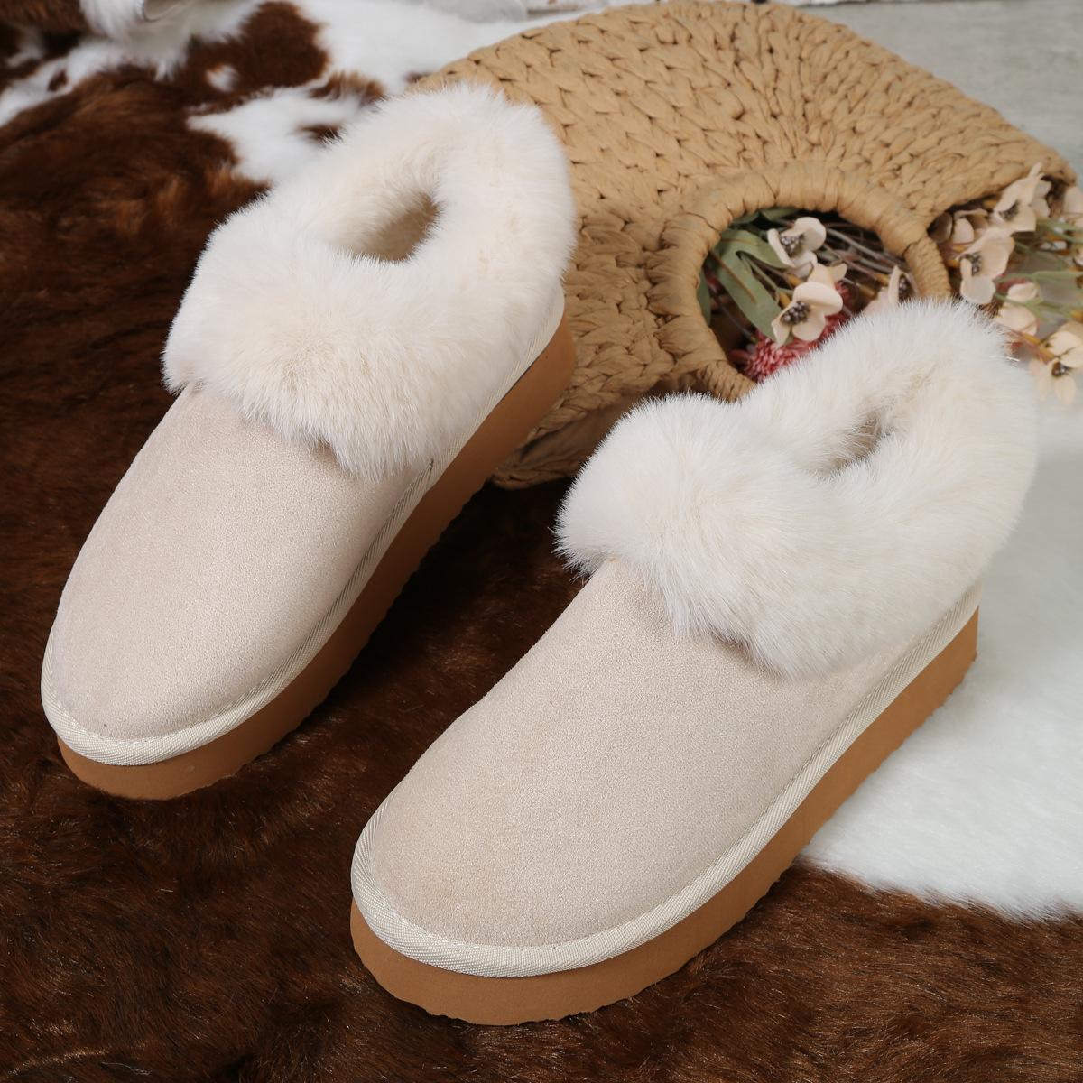 

Модные зимние новые женские ботинки на толстой подошве из овчины и шерсти, противоскользящие, для снега, модные женские мини-теплые ботинки с утолщенной подошвой 36