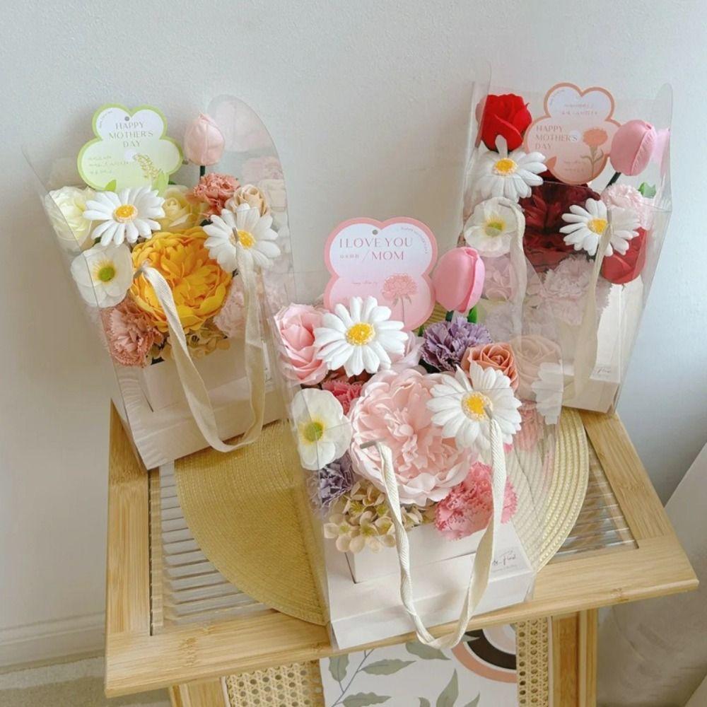 5Pcs Bouquet Wrapping Bag Waterproof Flower Packaging Box Flower Handbag Box For Wedding Party