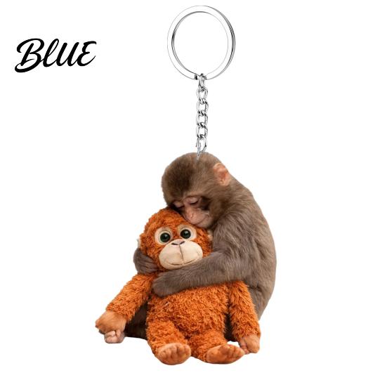 Handmade Monkey Keyring Keychain 2D Acrylic Cute Holding Plush Toy Accessory Hanging Pendant for Backpack Purse Car Keys Aceessory Everyday Use