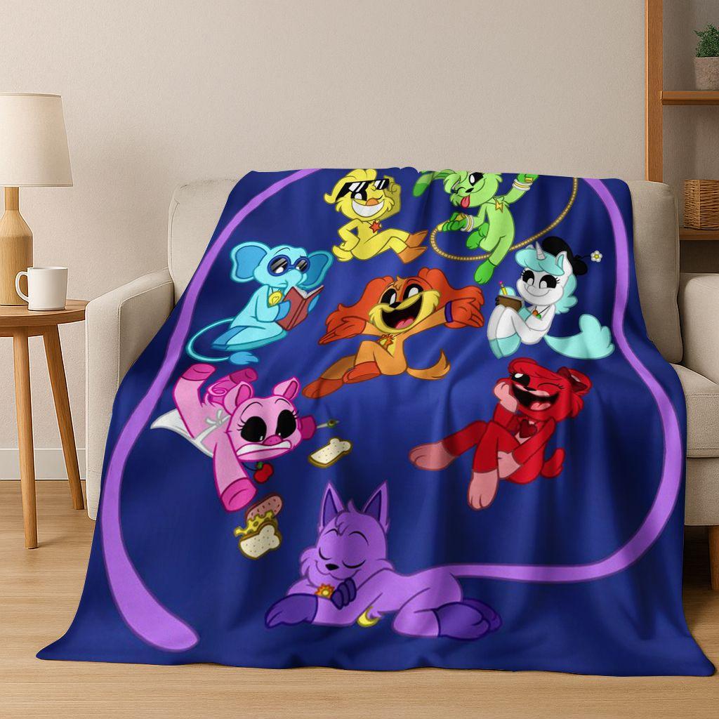 Cartoon S-Smiling C-Critters Craftycorn Catnap Art Flannel Blanket,Cozy Soft Throw Blanket for Home Bedroom Bed Sofa Cover Gift