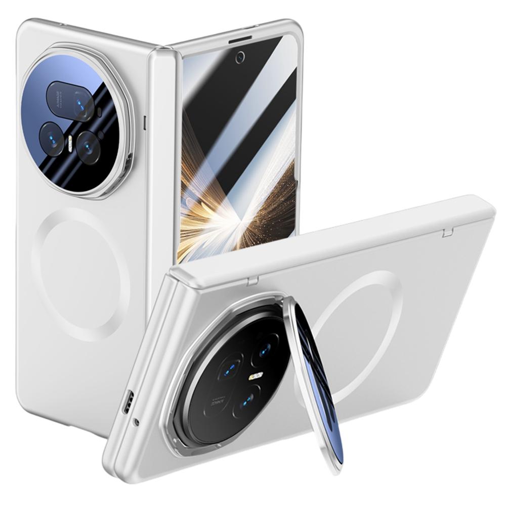 For Honor Magic V5 5G Magnetic Case Hard PC Phone Cover with HD Tempered Glass Film,Lens Kickstand