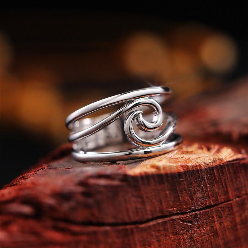 1Pc Simple Geometric Wave Ring, Simple Smooth Index Finger Ring with Personality