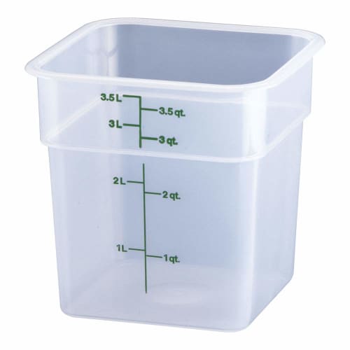 CAMBRO Square Food Container, 4SFSPP, Translucent Polypropylene, Made in the USA, AHC382