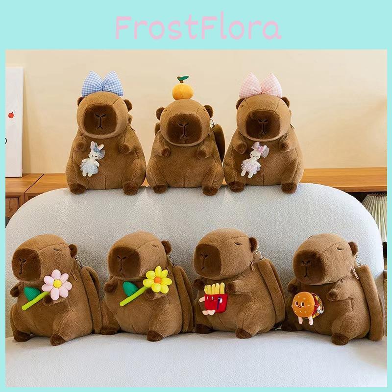 Designs Capybara Backpack Large Capacity Cartoon Animal Plush Doll Flower Bag