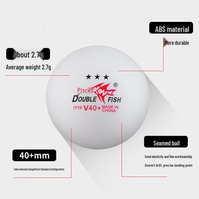 Double Fish 3-Star V40+ Table Tennis Balls 6-Pack