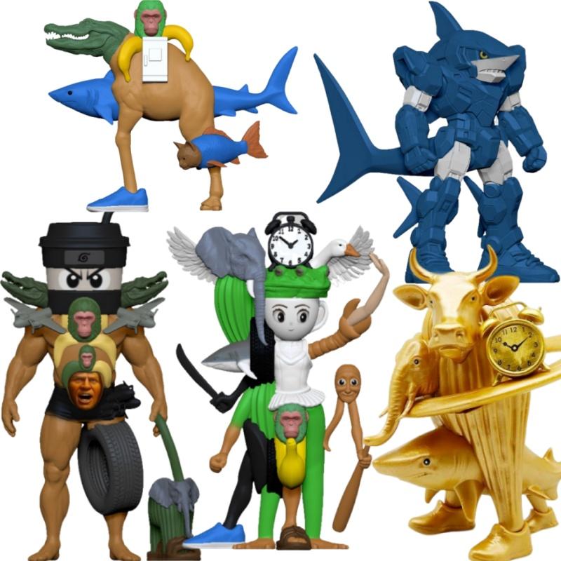 Italienisches Gehirnfäule Tung Tung Sahur Figuren Tralalero Tralala Bombardino Crocodilo Shimpanzini Bananini Zusammenführungsmodell Spielzeug Geschenk