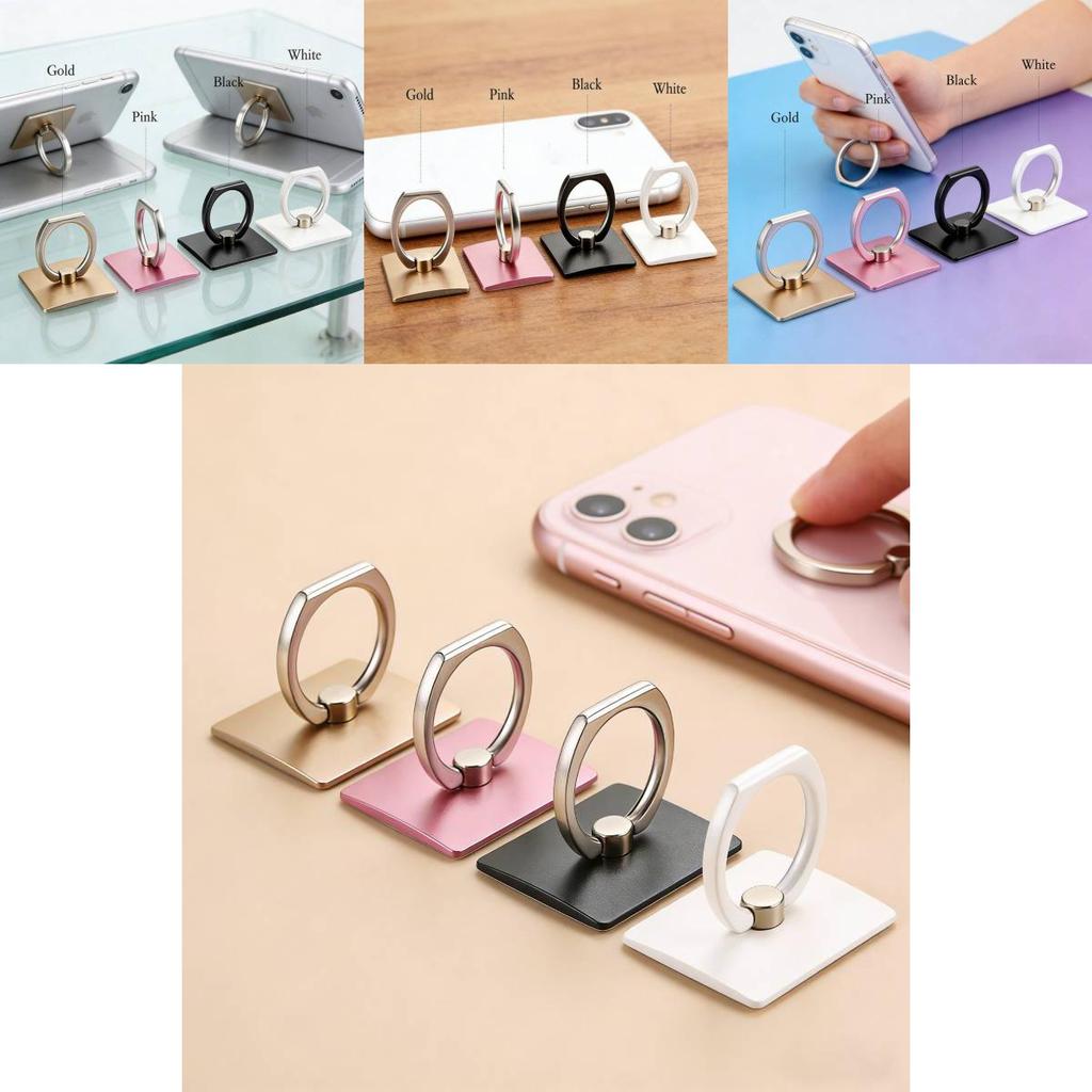 Creative Square Phone Ring Holder With Zinc Alloy Ring For Universal Smartphones