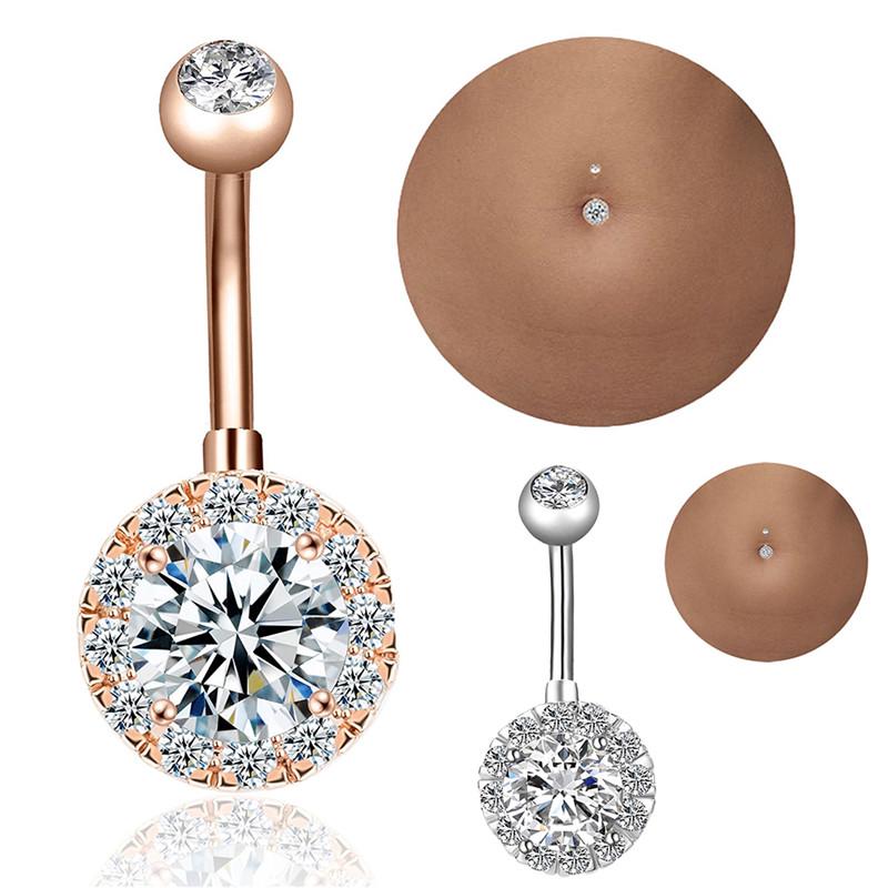 3Pcs/Set Stainless Steel  Opal Belly Button Rings Navel Piercing Jewelry