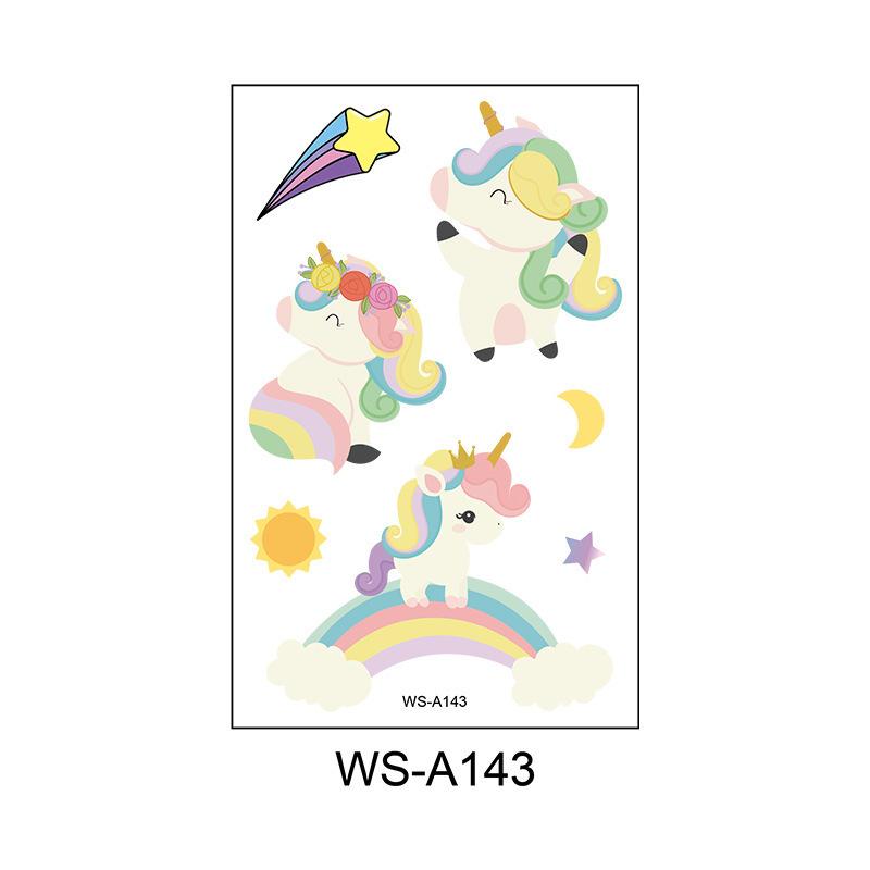 Cross Border Cartoon Unicorn Children's Waterproof Tattoo Sticker Pony Beautiful Girl Temporary