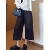 Plus Size Women's High Waist Wide Leg American Retro Jeans - Autumn New Style Loose Slimming Cropped Straight Leg Pants