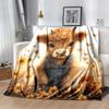 1pc Highland Cow Printing Lightweight Flannel Blanket, Comfortable and Warm Blanket, for Camping Sofa Bed and Couch Office, Suitable for Gift
