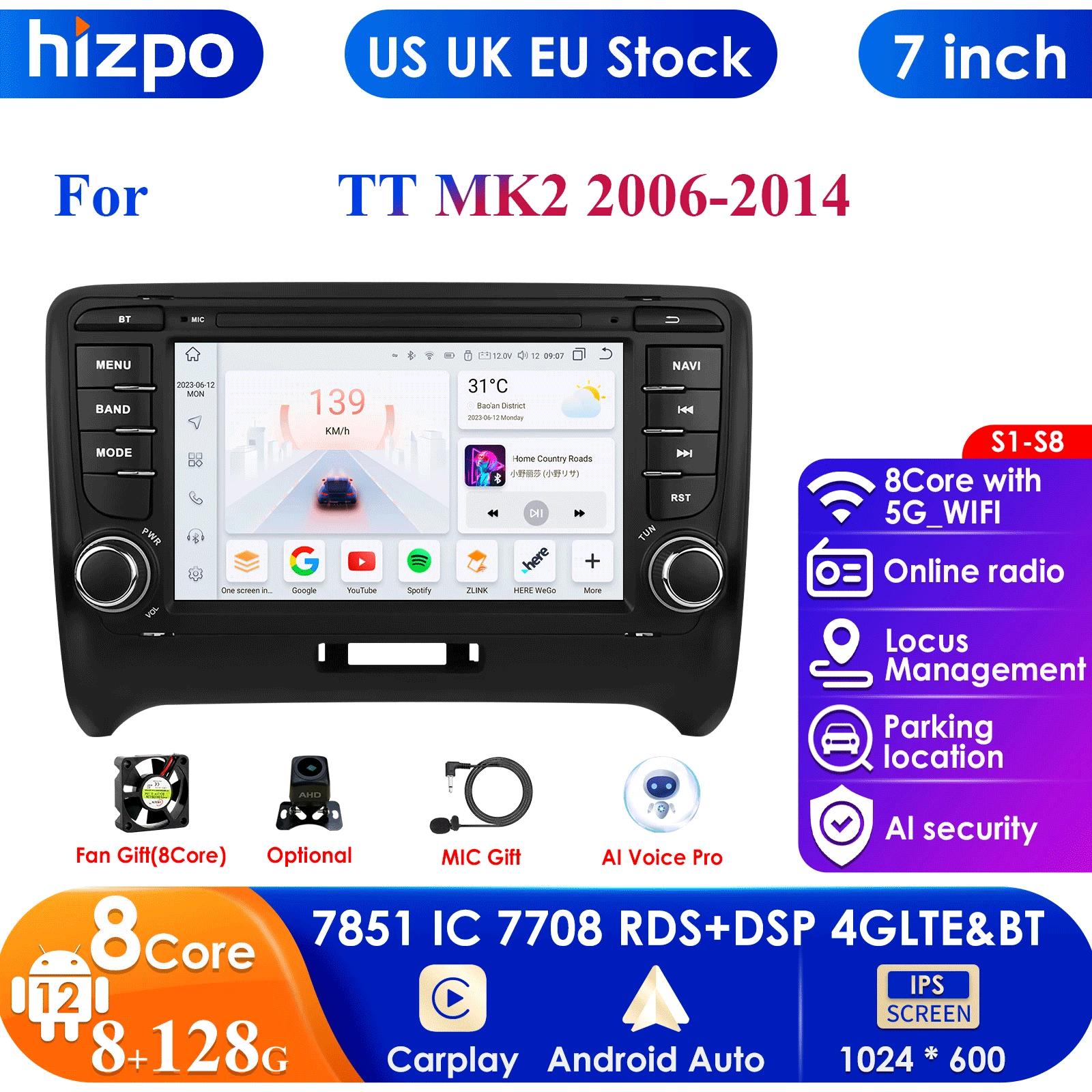 

Hizpo Car Radio for TT MK2 8J 2006 - 2014 Android Multimedia Video Player Navigation GPS Carplay QLED Intelligent Touch Screen Auto Stereo 8G P1 4Core 1G 32G