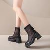 Fashion Women's Mesh Platform Boots Summer Chunky Heel Thick Bottom High Heels Breathable Non-slip Back Zip Shoes Botas  Mujer