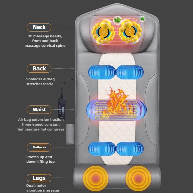 Electric Full Body Massage Mat With Heat Vibration Massage Neck Kneading Massager Airbag Back Waist Traction Massage Mattress