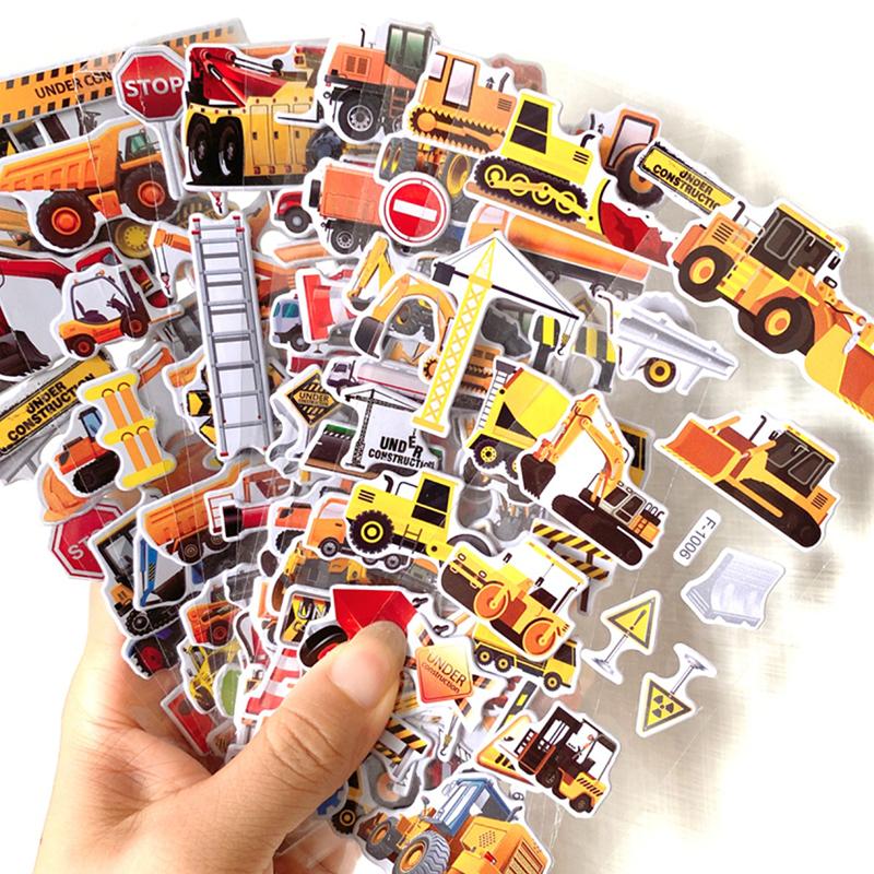 10 Sheets 3D Stickers for Kids Puffy Children Engineering Vehicle Stickers Toy for Boy Girl Teacher Reward Scrapbooking Stickers
