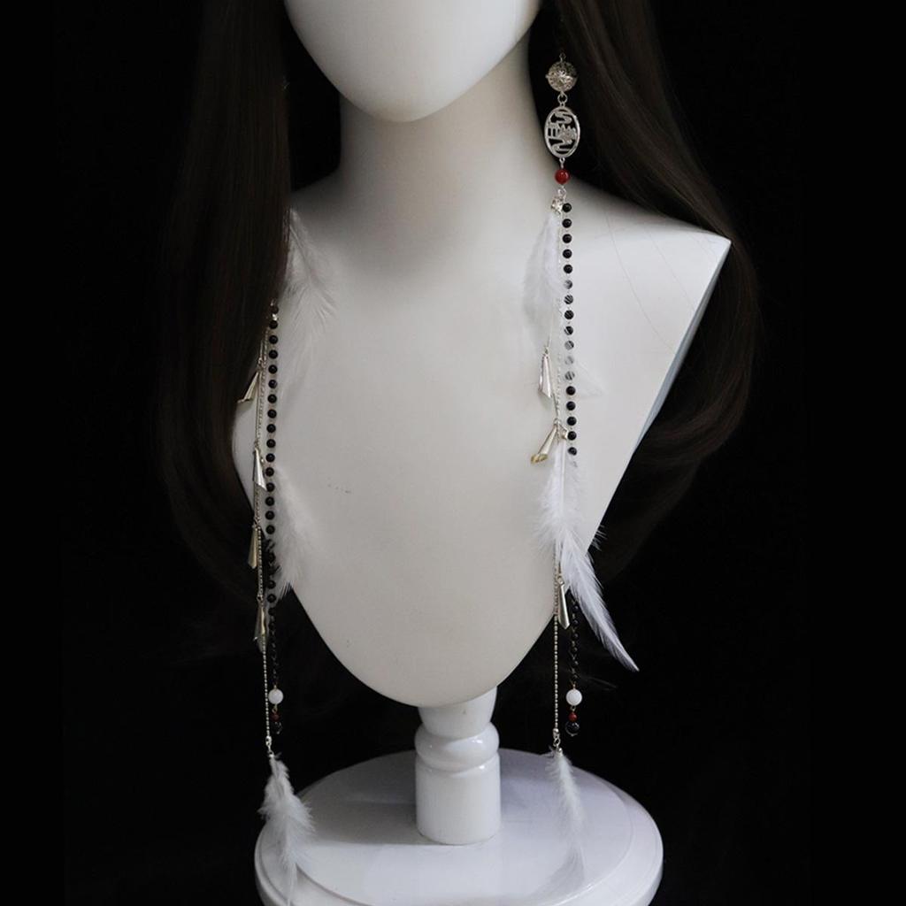 Ancient Han-Style Tassel Ear Clips: Unisex Ethnic Hanfu Jewelry, No Piercing Required