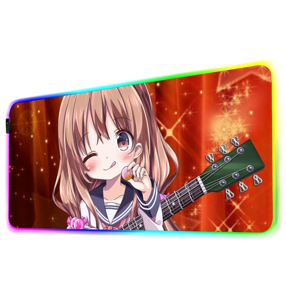 anime guitar girl Mouse Pad RGB Gaming Mousepad Big LED Pad PC Desk Mat Luminous Mouse Pad Large Keyboard Mats Table Rug With