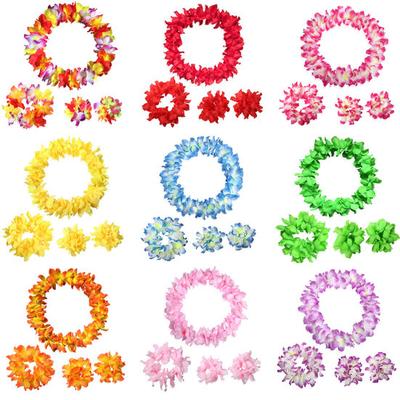 4 Pcs/Set Vivid Cloth Hawaii Flower Garland Wreath Head Neck Hand Decoration