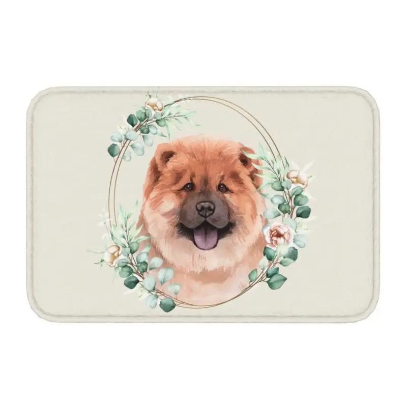 Custom West Highland White Terrier Dog In Floral Gold Wreath Doormat Non-Slip Entrance Door Floor Mat Garage Rug Carpet Footpad