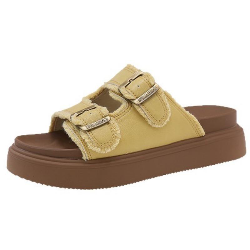 Thick-soled slippers for women's summer wear new high-end beach casual one-word cool slippers with skirt tide