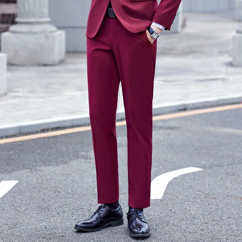 Terman Men's Business Casual Straight-Leg Suit Pants