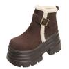 Fashion 10CM New Winter Women's Warm Snow Boots Outdoor Plush Ankle Shoes Anti-skid Chunky Leather Sneakers Buckle Short Fur Boots Woman