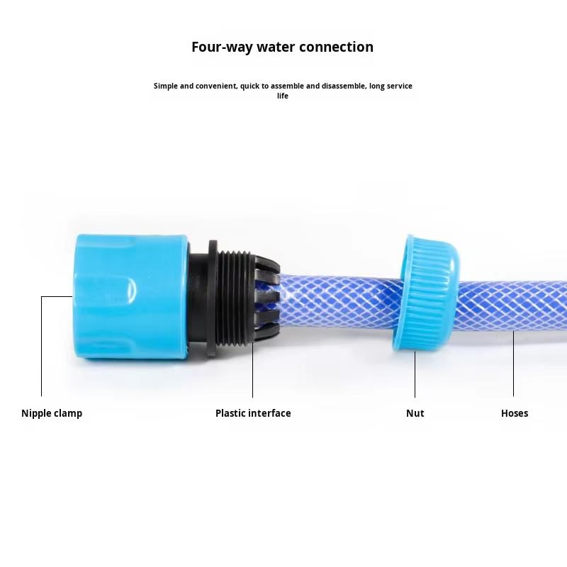 Garden Water Connectors 4-Point Hose Water Pipe Quick Connector Eco-Friendly Water Passage ABS Plastic Nipple-Type for Home