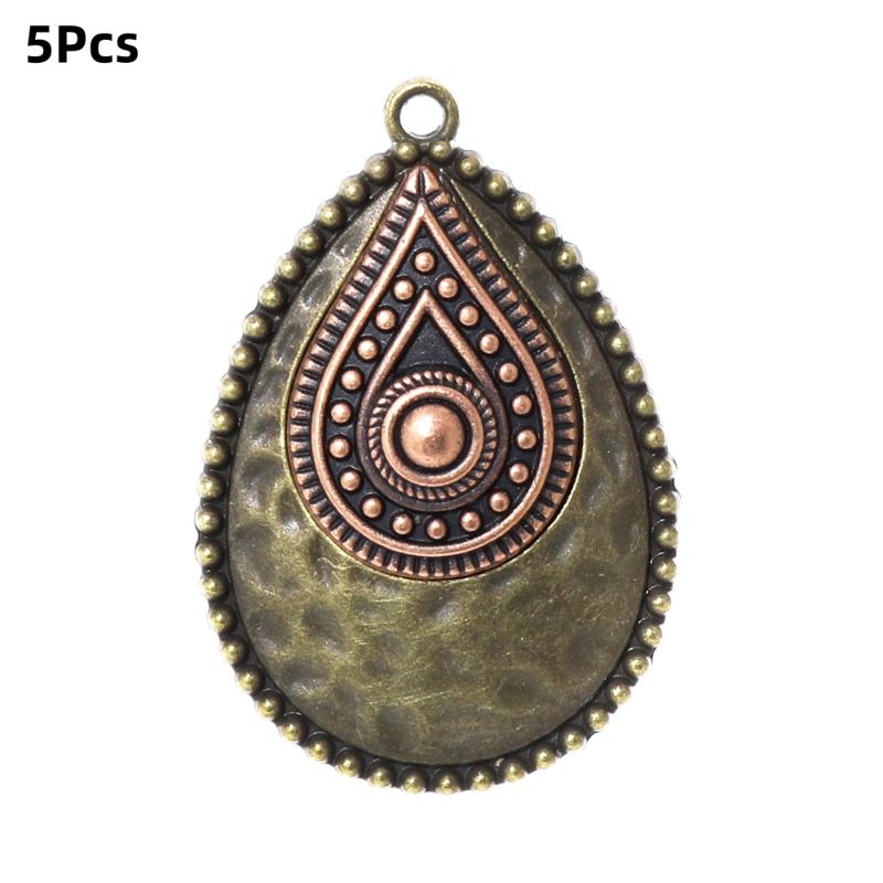5Pcs Retro Vintage Ethnic Bohemia Teardrop Pendants For Women Earrings Necklaces Charms For Diy Making Jewelry Accessories