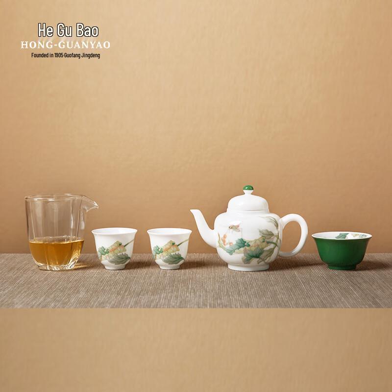 Белый фарфоровый чайный набор Hongguanyao Shiqu из 6 предметов