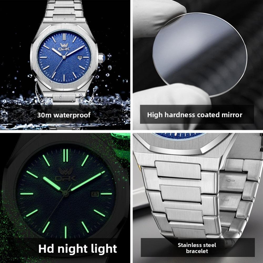 OPK Watch Octagonal Steel Belt Men's Watch Single Calendar Luminous Quartz Watch